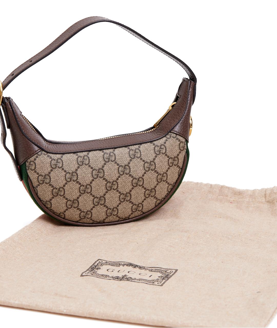 GUCCI Коричневая тканевая сумка с короткими ручками, фото 6