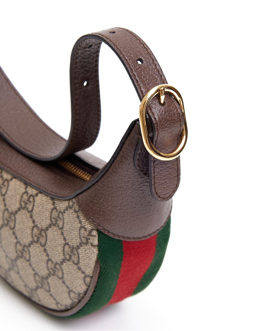 GUCCI Коричневая тканевая сумка с короткими ручками, фото 3