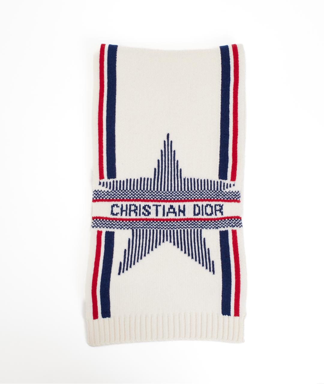 CHRISTIAN DIOR Белый шерстяной шарф, фото 6