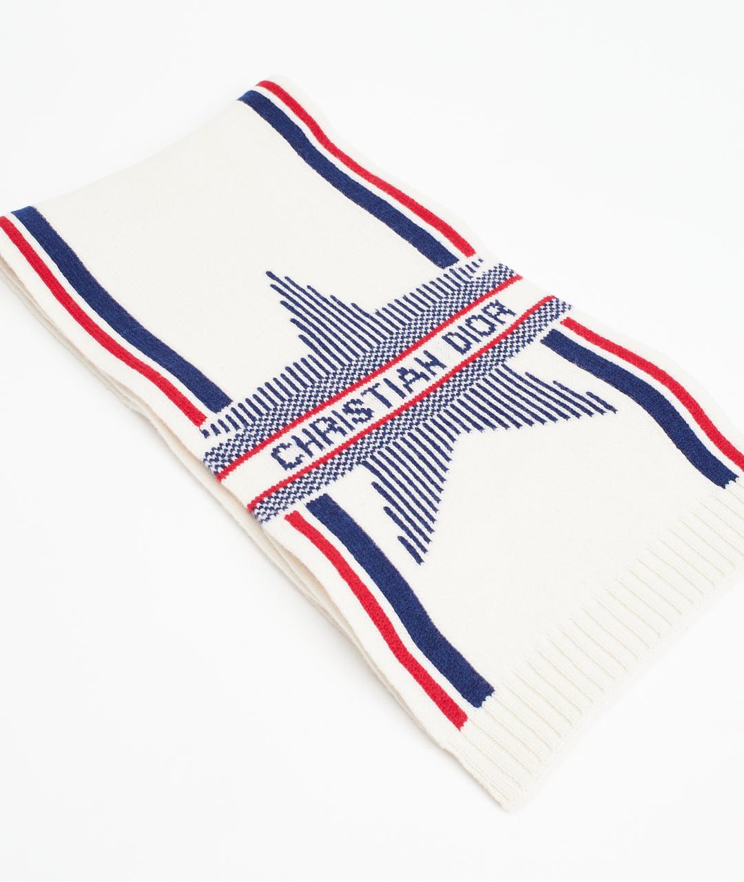 CHRISTIAN DIOR Белый шерстяной шарф, фото 2
