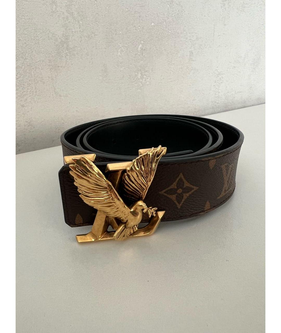 LOUIS VUITTON Коричневый кожаный ремень, фото 6