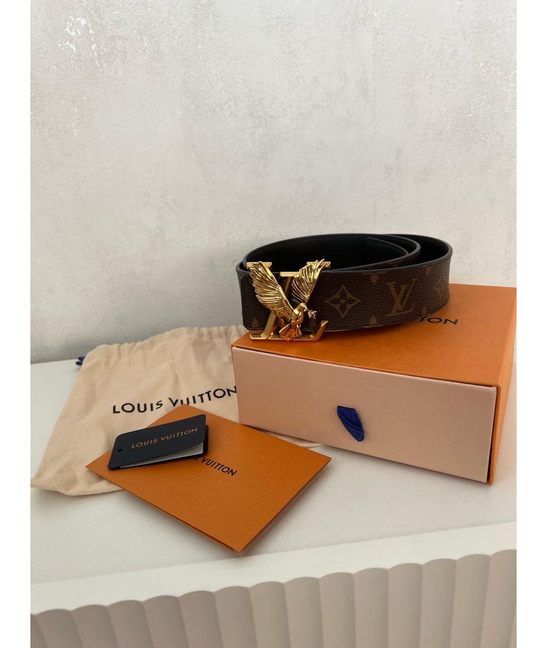 LOUIS VUITTON Коричневый кожаный ремень, фото 5