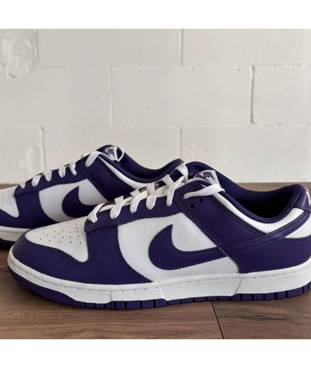 NIKE Фиолетовые кожаные низкие кроссовки / кеды, фото 4