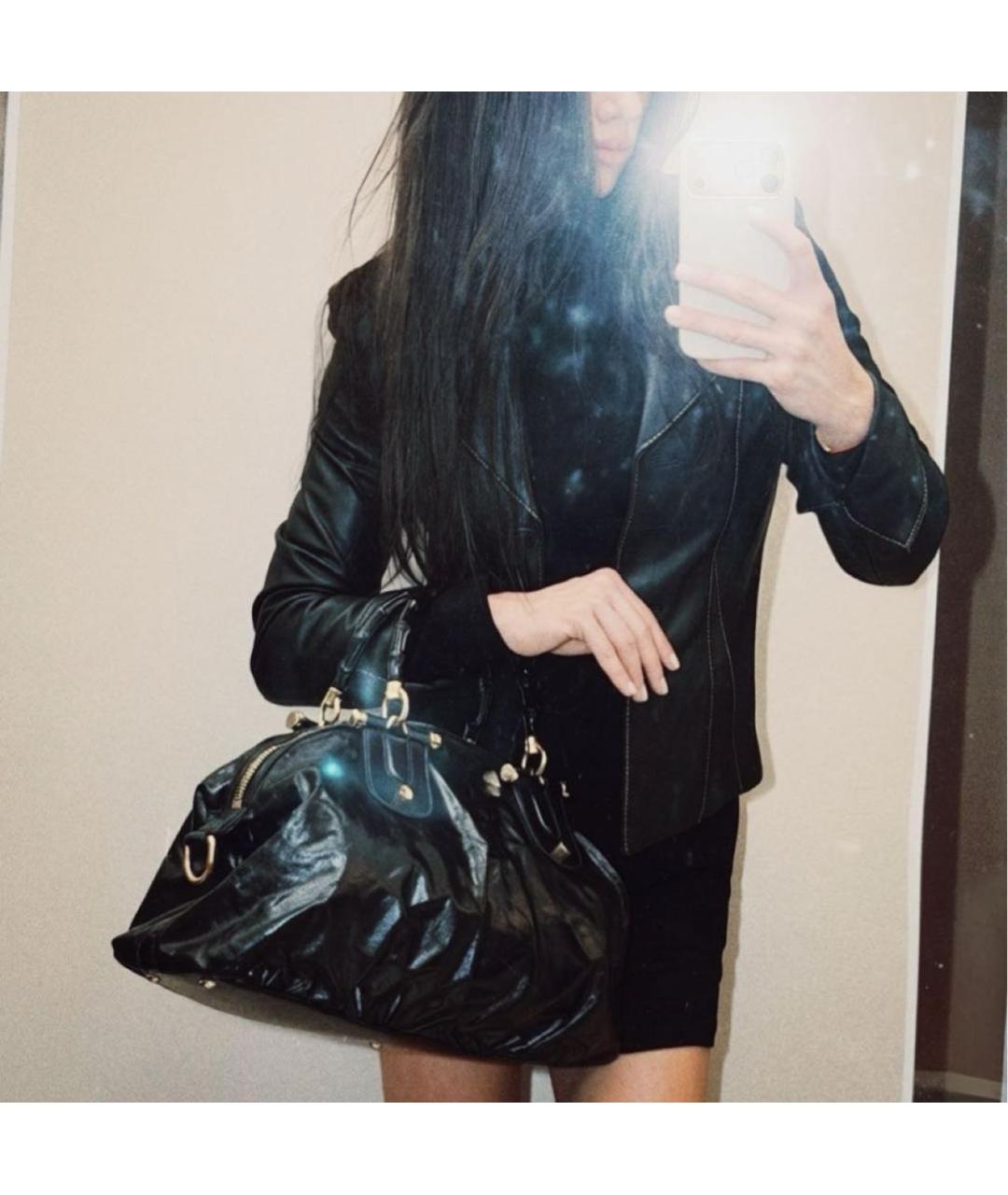 GUCCI Черная сумка с короткими ручками из лакированной кожи, фото 2