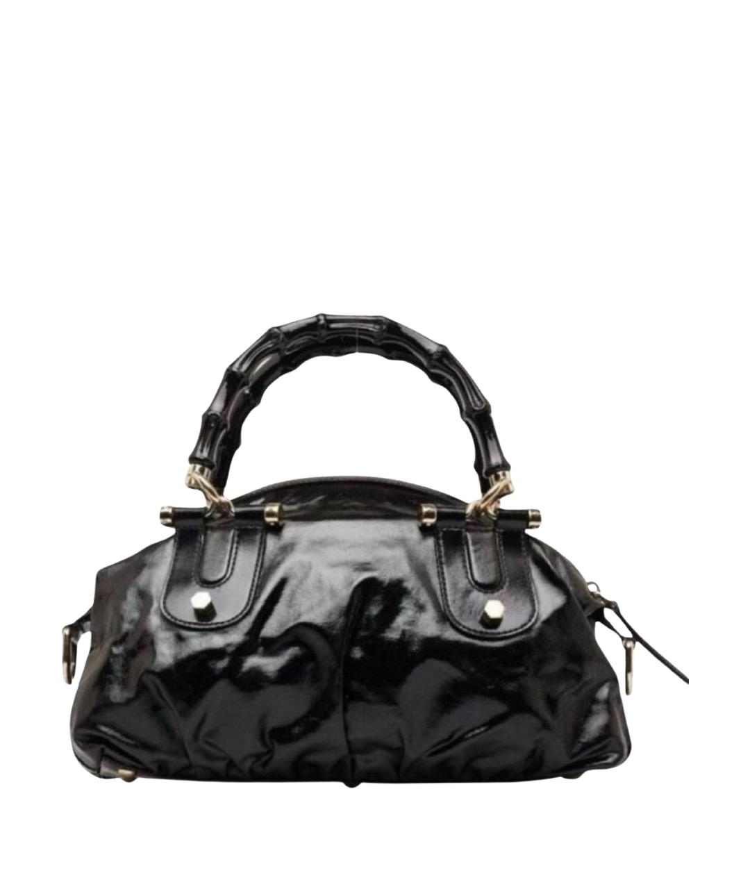 GUCCI Черная сумка с короткими ручками из лакированной кожи, фото 1