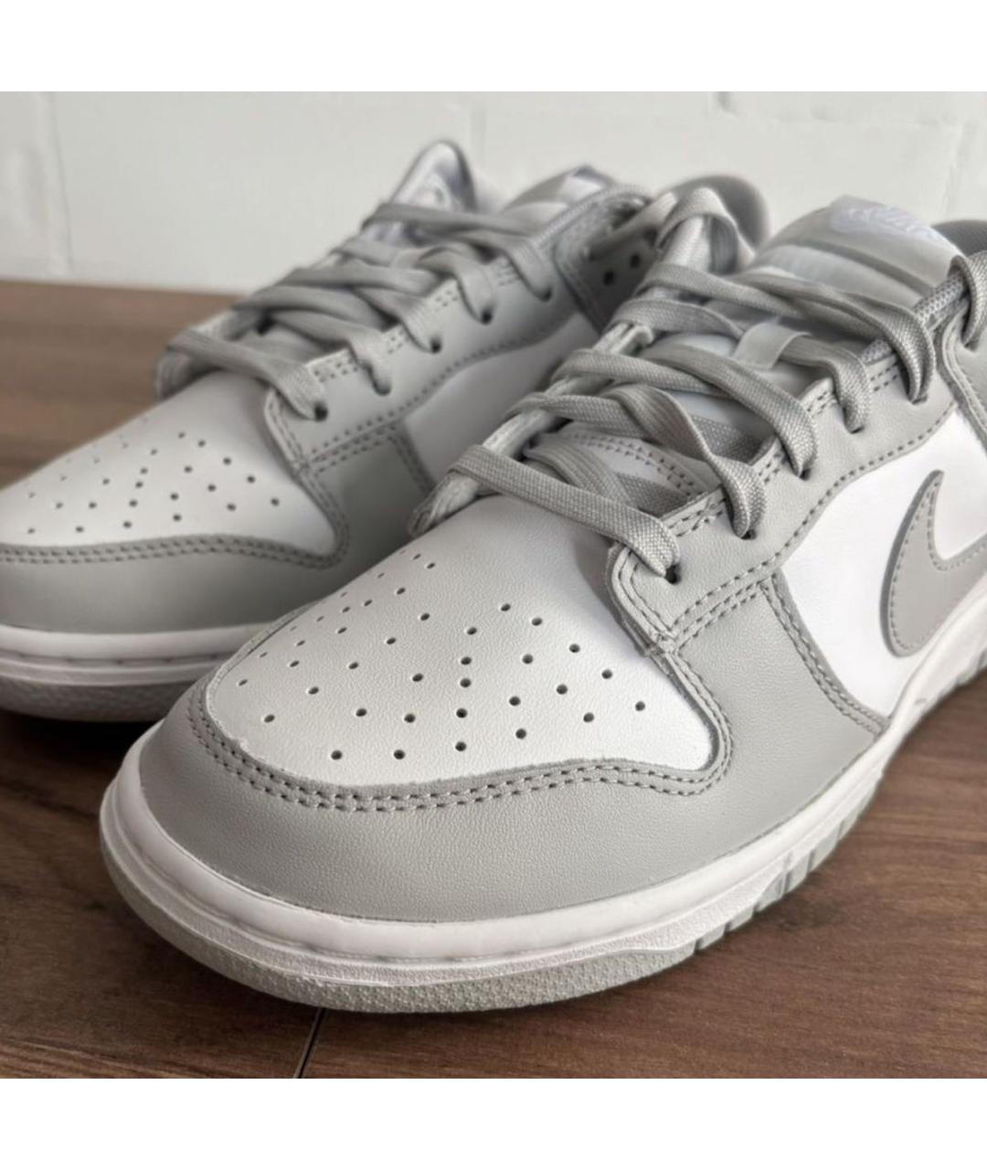 NIKE Серые кожаные низкие кроссовки / кеды, фото 4