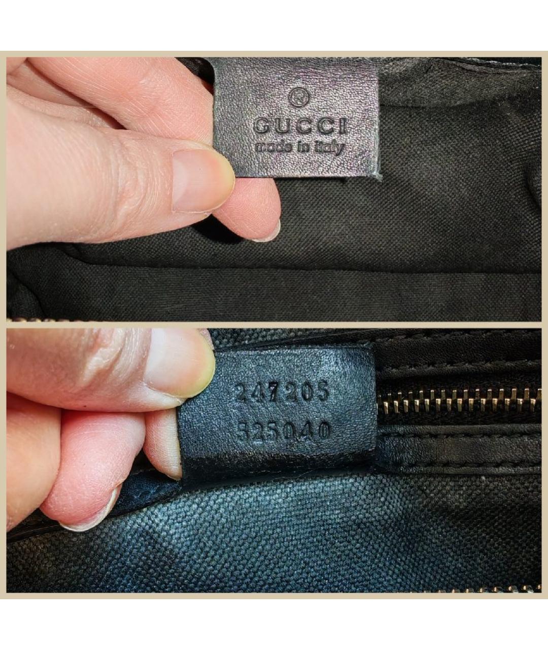 GUCCI Черная кожаная сумка с короткими ручками, фото 7