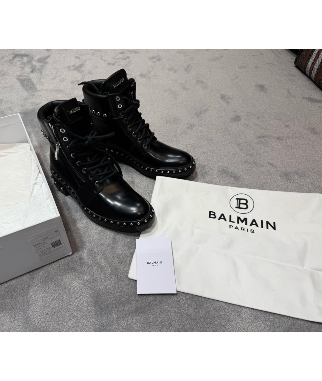 BALMAIN Черные кожаные ботинки, фото 5