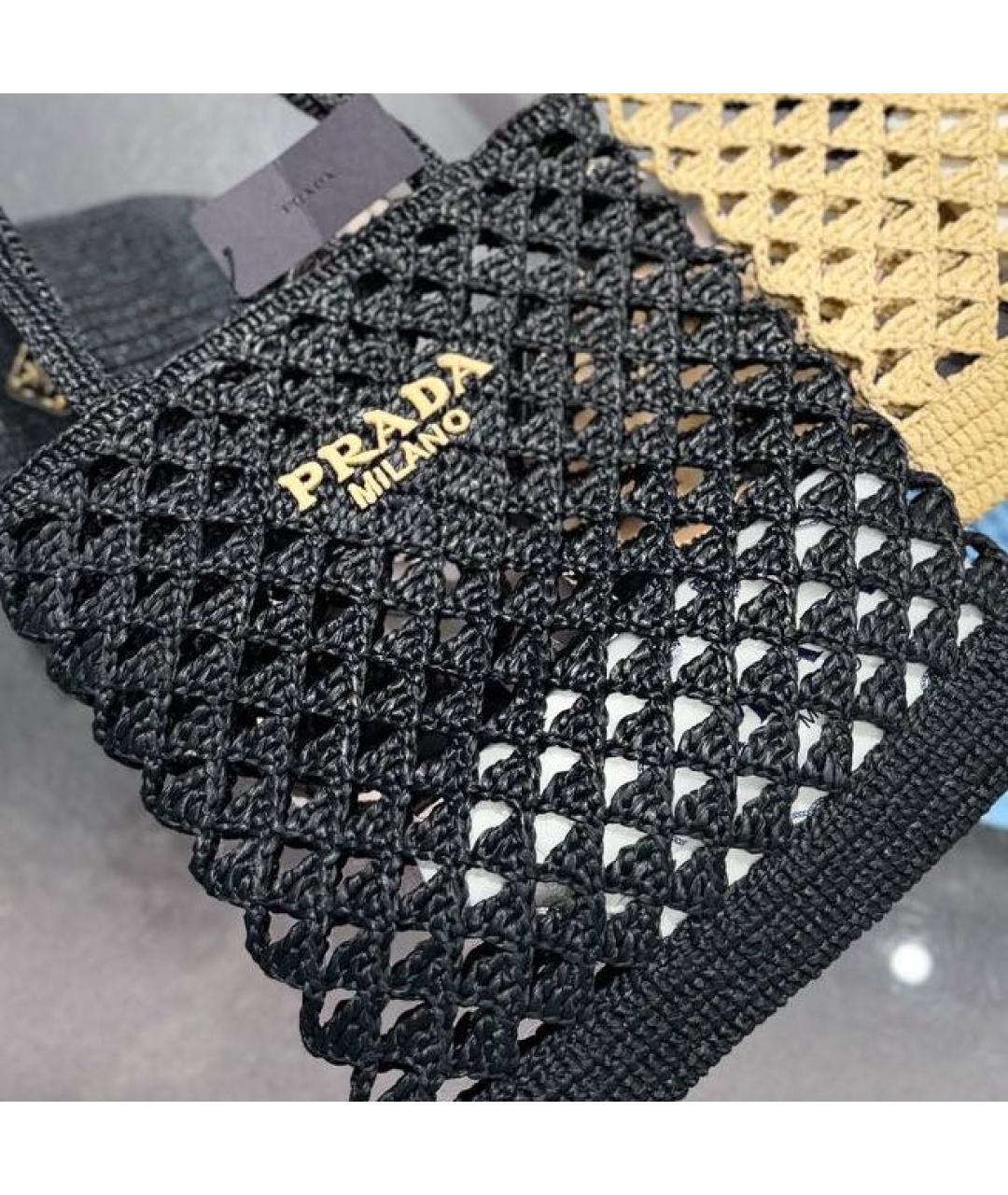 PRADA Черная пелетеная сумка тоут, фото 2