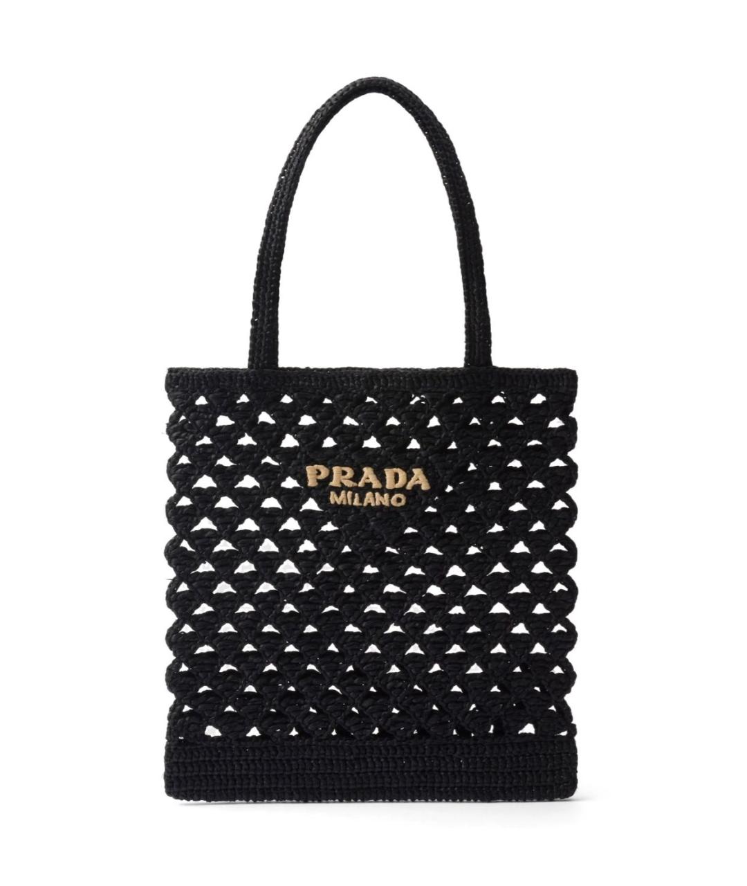 PRADA Черная пелетеная сумка тоут, фото 6