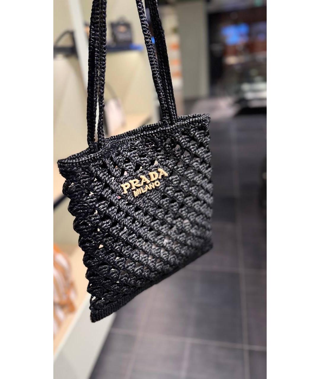 PRADA Черная пелетеная сумка тоут, фото 3