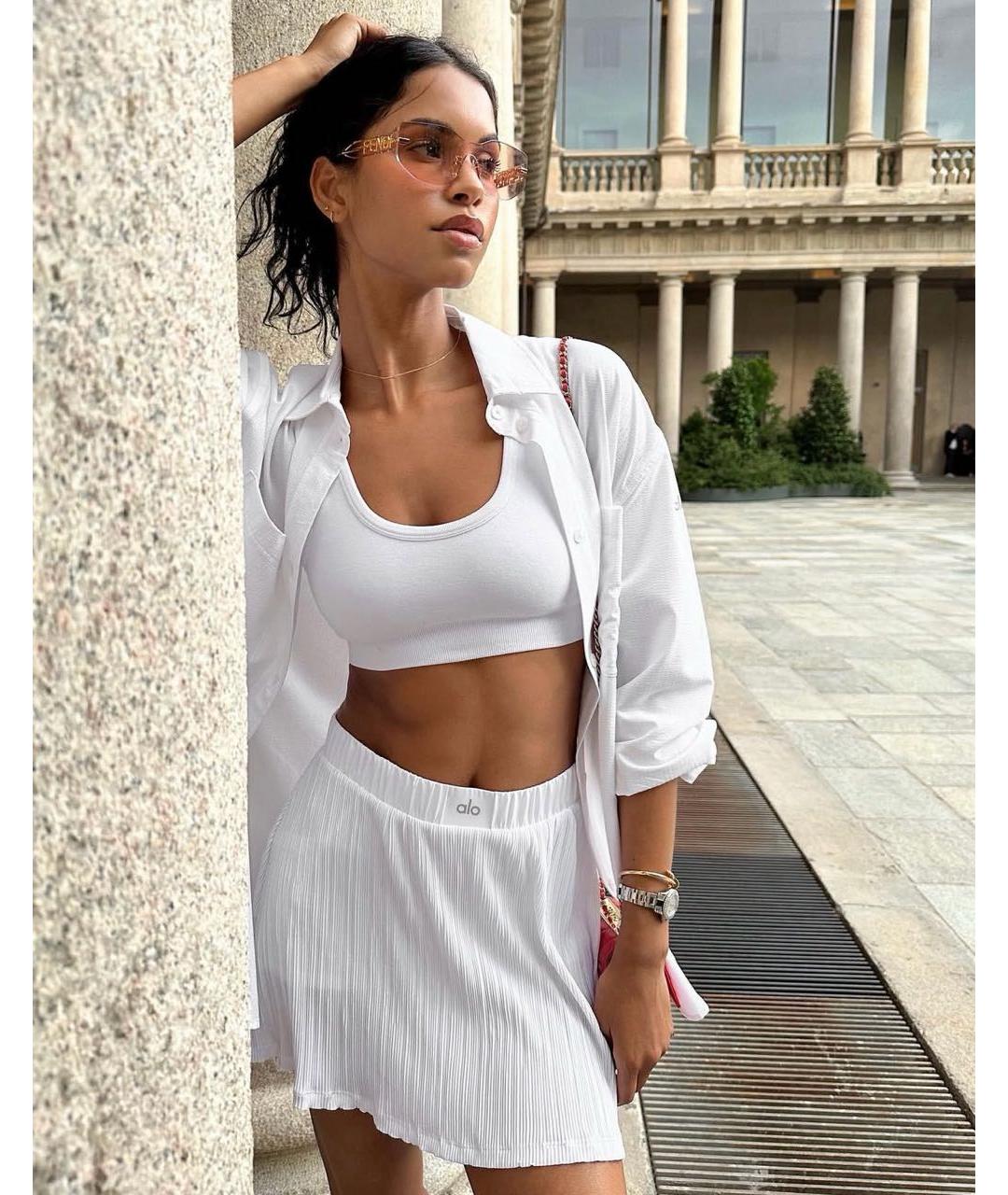 ALO YOGA Белая юбка-шорты, фото 7