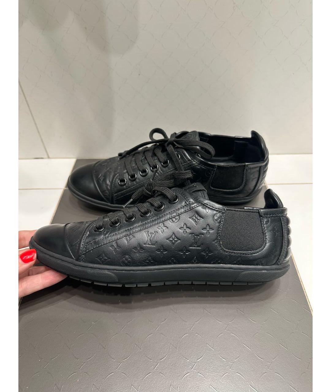 LOUIS VUITTON Черные кожаные кеды, фото 4
