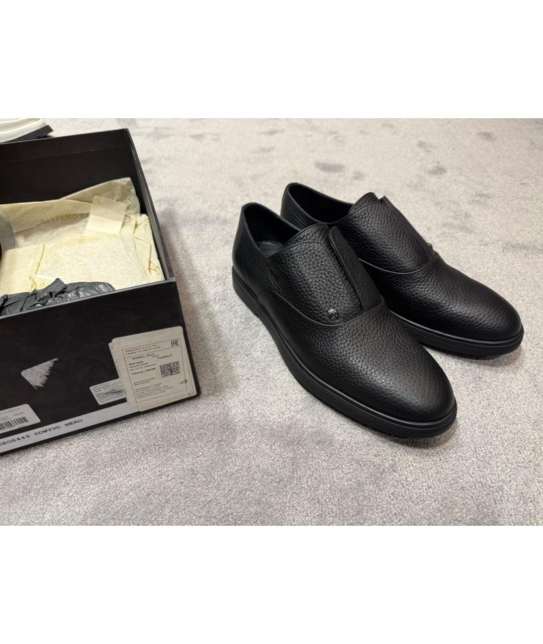 STEFANO RICCI Черные кожаные низкие ботинки, фото 5