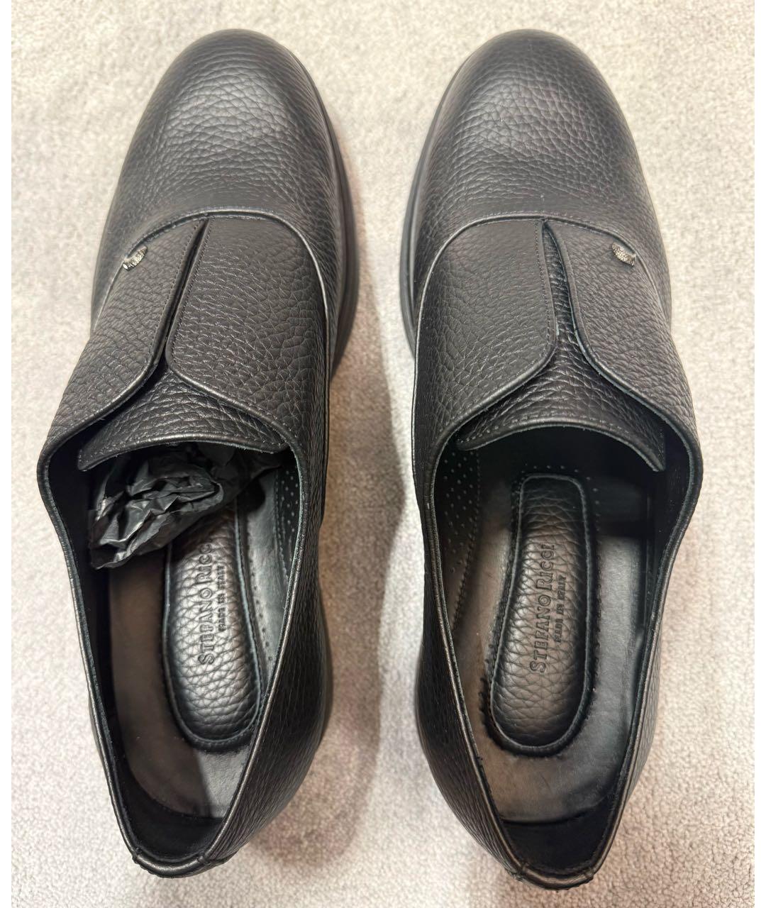 STEFANO RICCI Черные кожаные низкие ботинки, фото 3