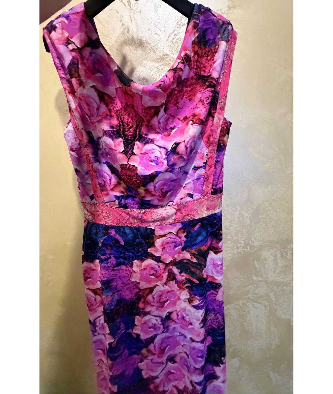 ROBERTO CAVALLI Фуксия полиамидовое повседневное платье, фото 3