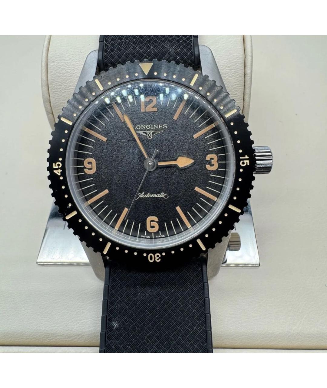 LONGINES Черные стальные часы, фото 3