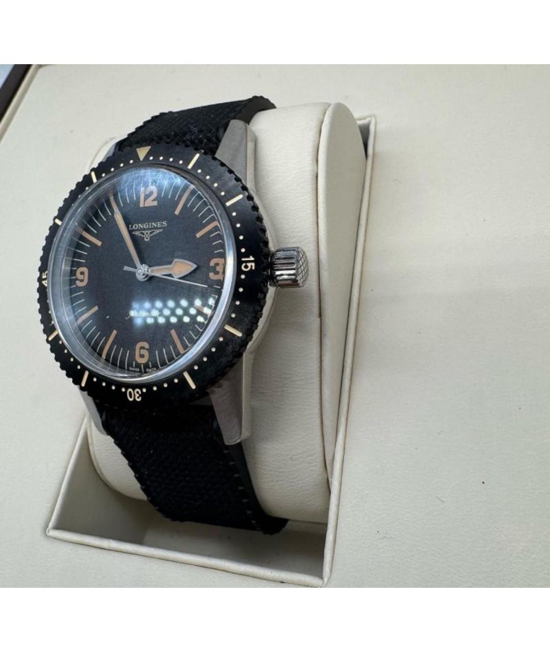 LONGINES Черные стальные часы, фото 5