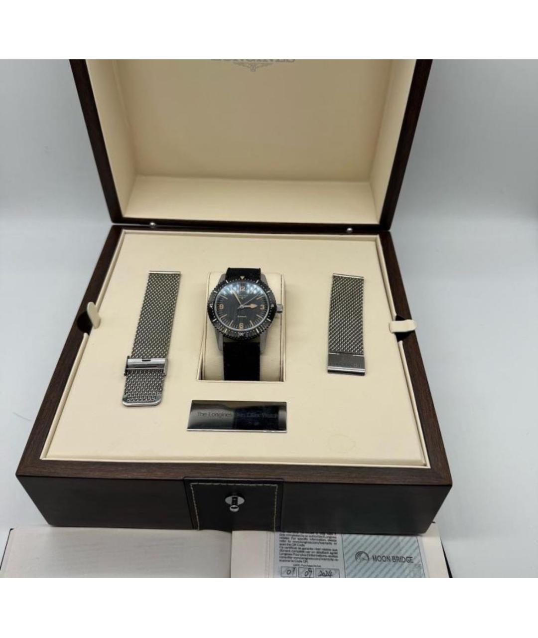 LONGINES Черные стальные часы, фото 4