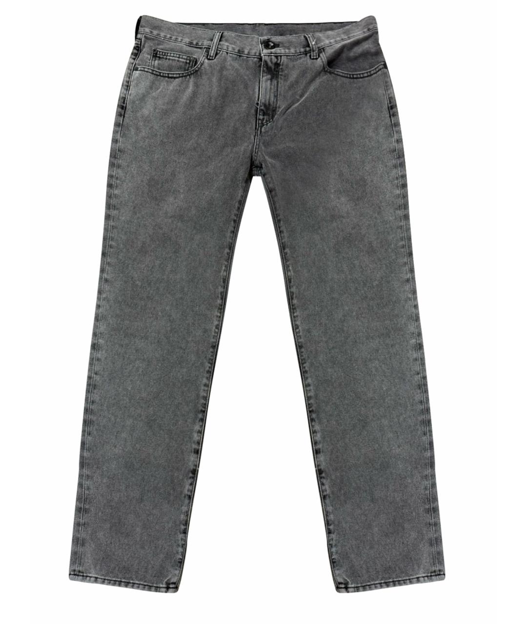 OFF-WHITE Антрацитовые хлопко-полиэстеровые прямые джинсы, фото 1