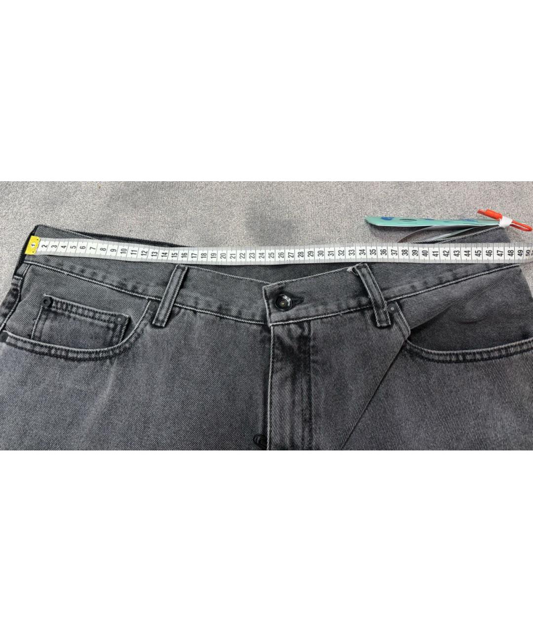 OFF-WHITE Антрацитовые хлопко-полиэстеровые прямые джинсы, фото 5