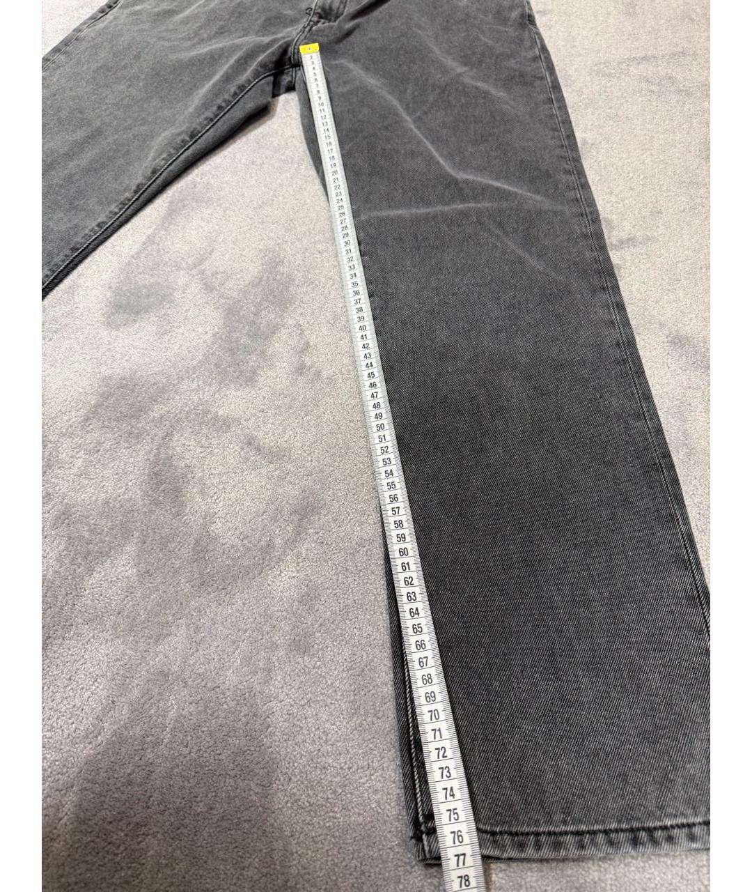 OFF-WHITE Антрацитовые хлопко-полиэстеровые прямые джинсы, фото 8