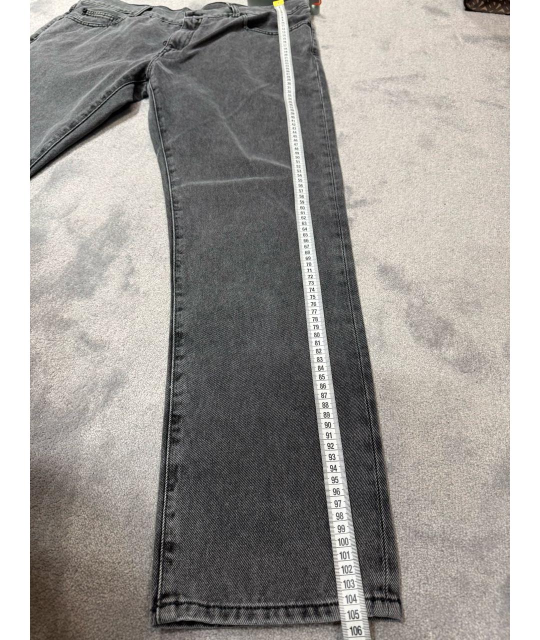 OFF-WHITE Антрацитовые хлопко-полиэстеровые прямые джинсы, фото 6