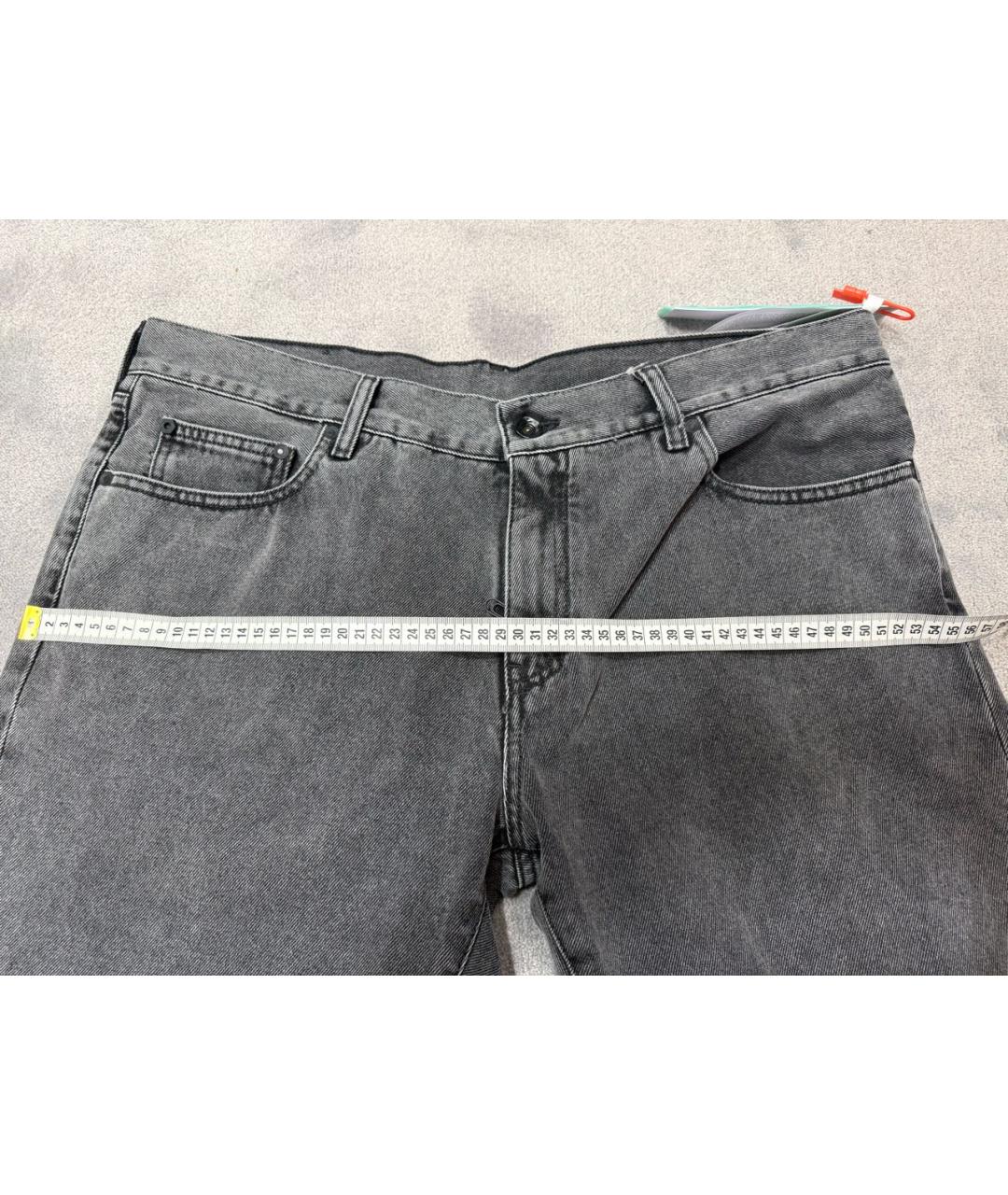 OFF-WHITE Антрацитовые хлопко-полиэстеровые прямые джинсы, фото 7