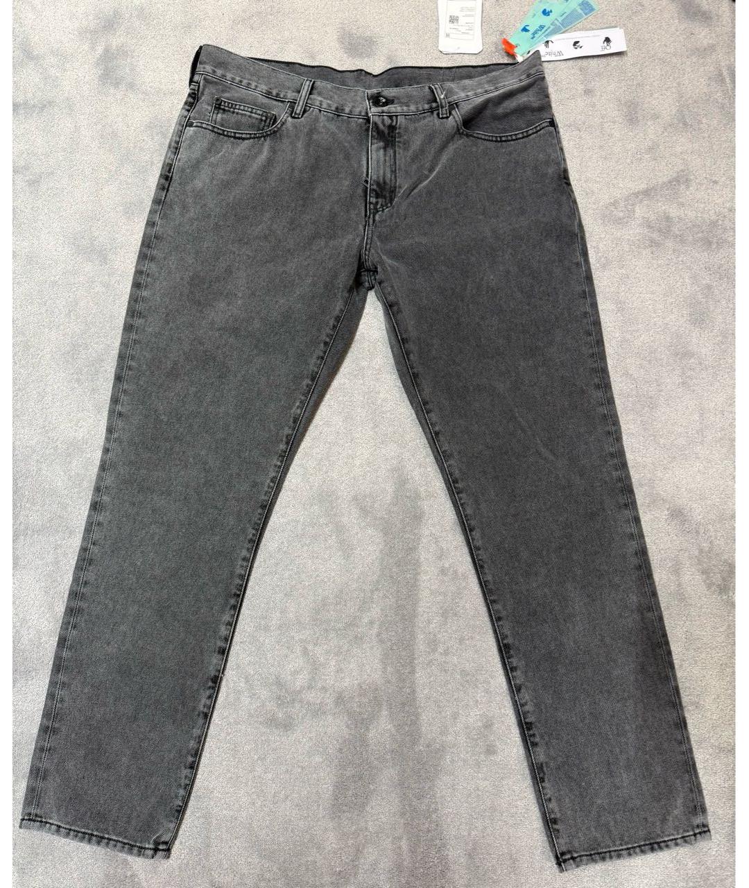 OFF-WHITE Антрацитовые хлопко-полиэстеровые прямые джинсы, фото 9