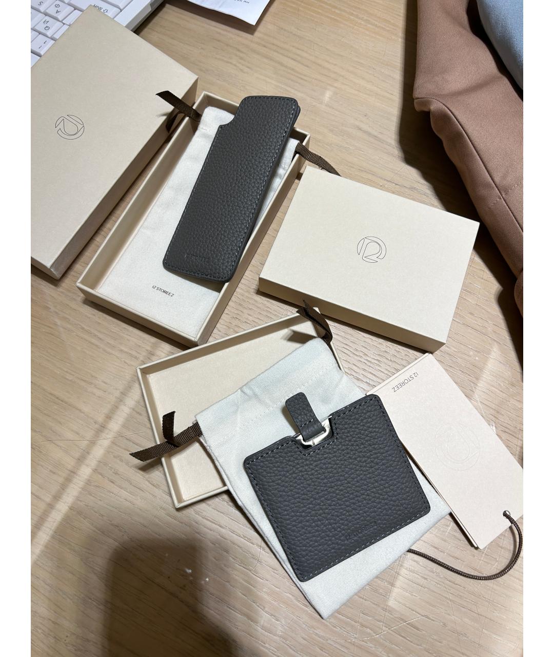 12 STOREEZ Серый кожаный кардхолдер, фото 2