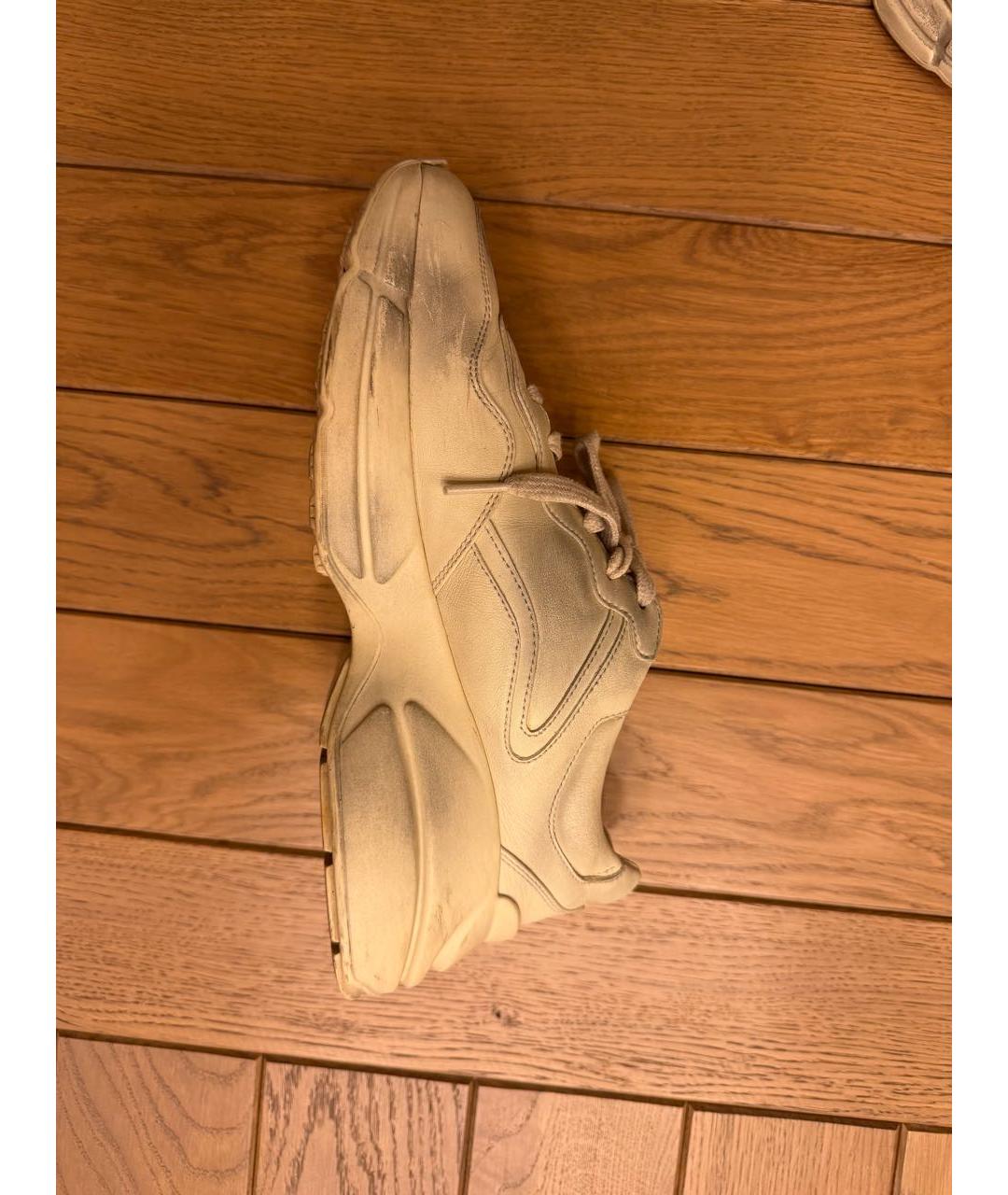 GUCCI Бежевые кожаные кроссовки, фото 6