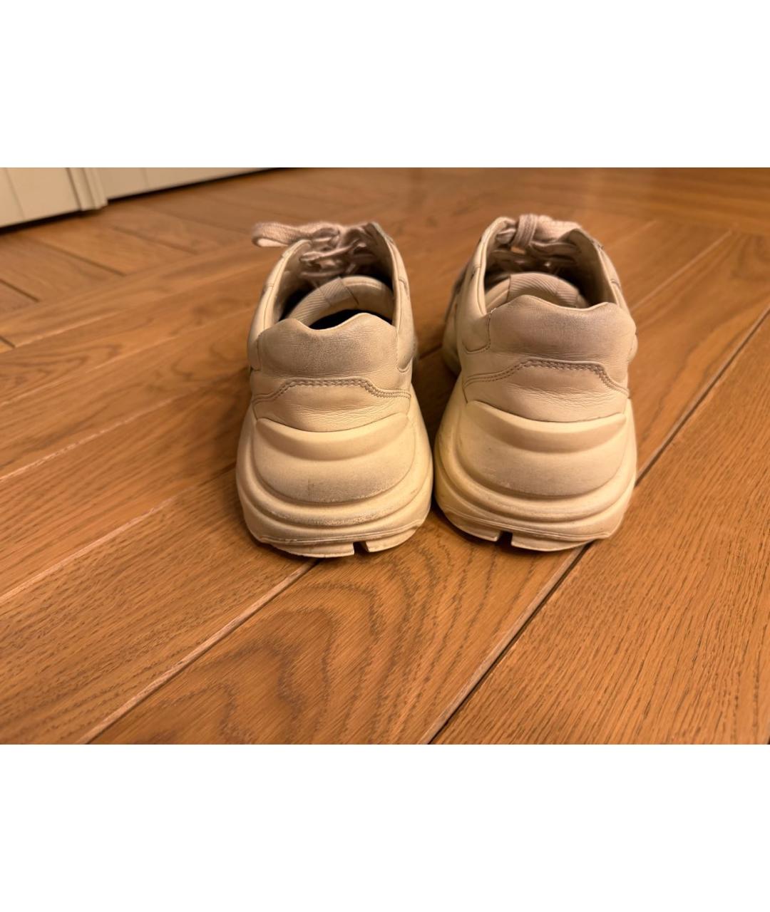 GUCCI Бежевые кожаные кроссовки, фото 5
