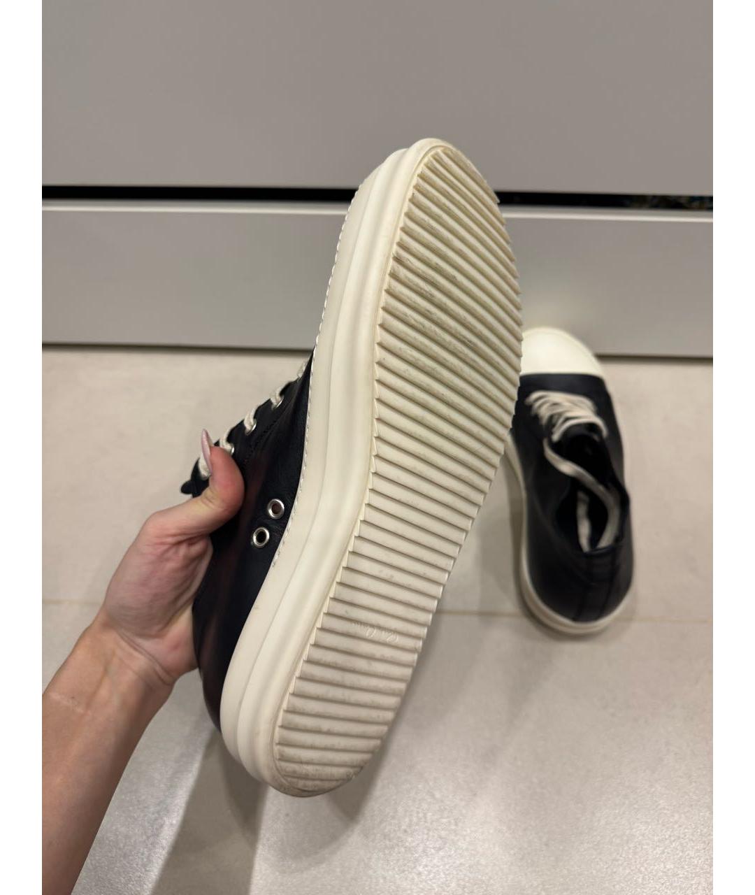 RICK OWENS Черные кожаные низкие ботинки, фото 5