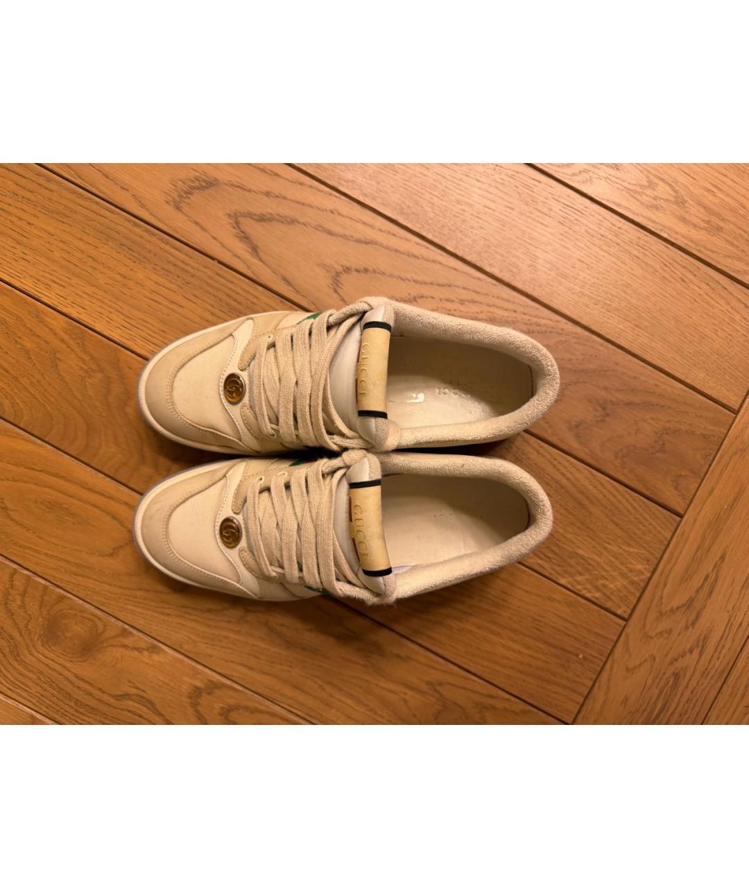 GUCCI Бежевые текстильные кроссовки, фото 4