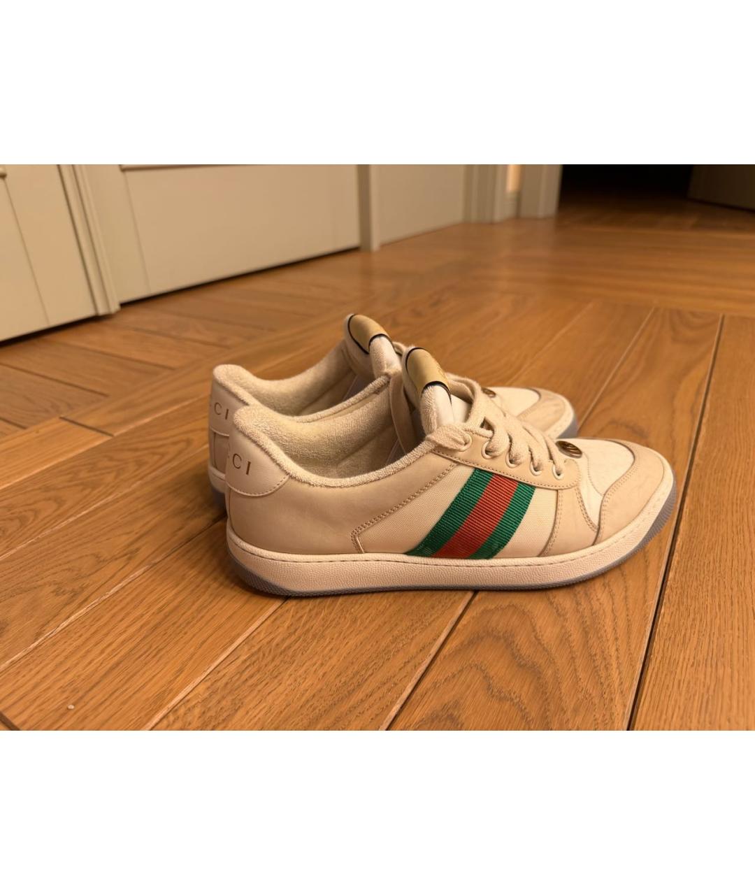 GUCCI Бежевые текстильные кроссовки, фото 6