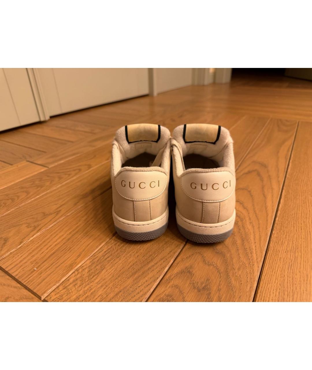 GUCCI Бежевые текстильные кроссовки, фото 5