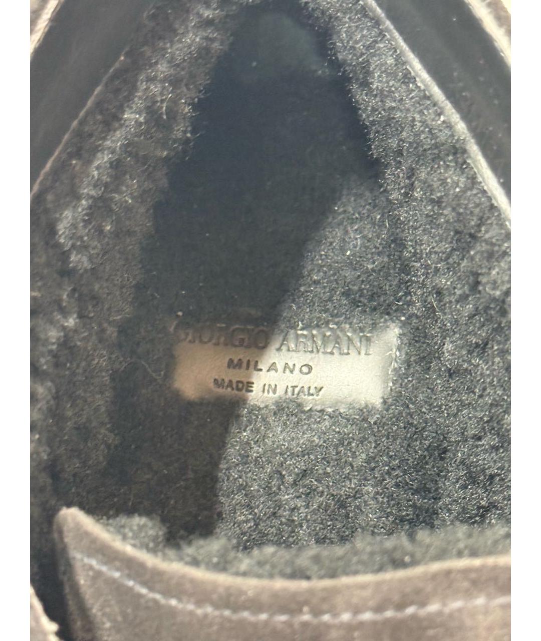 GIORGIO ARMANI Антрацитовые замшевые высокие ботинки, фото 6
