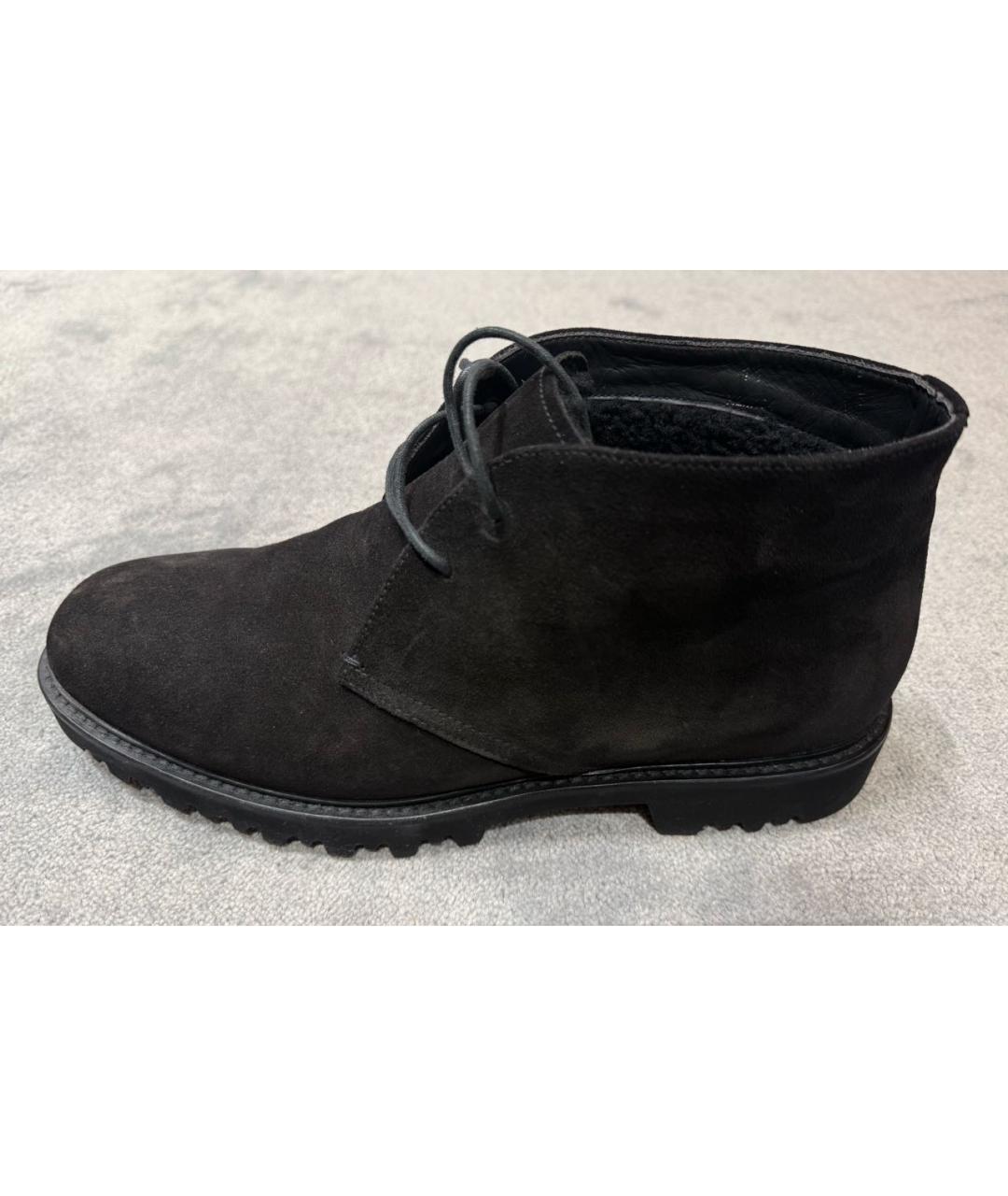 GIORGIO ARMANI Антрацитовые замшевые высокие ботинки, фото 7