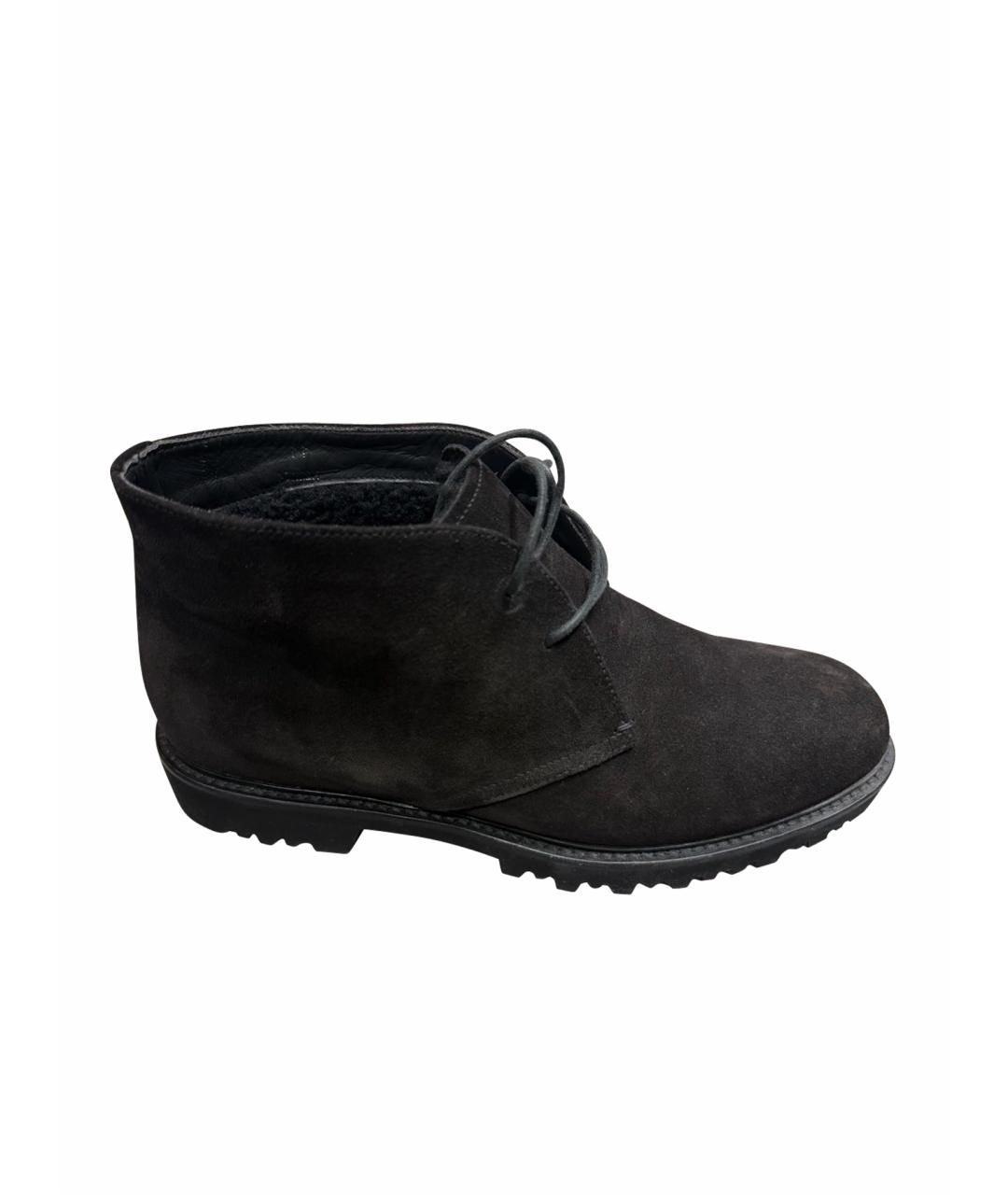 GIORGIO ARMANI Антрацитовые замшевые высокие ботинки, фото 1