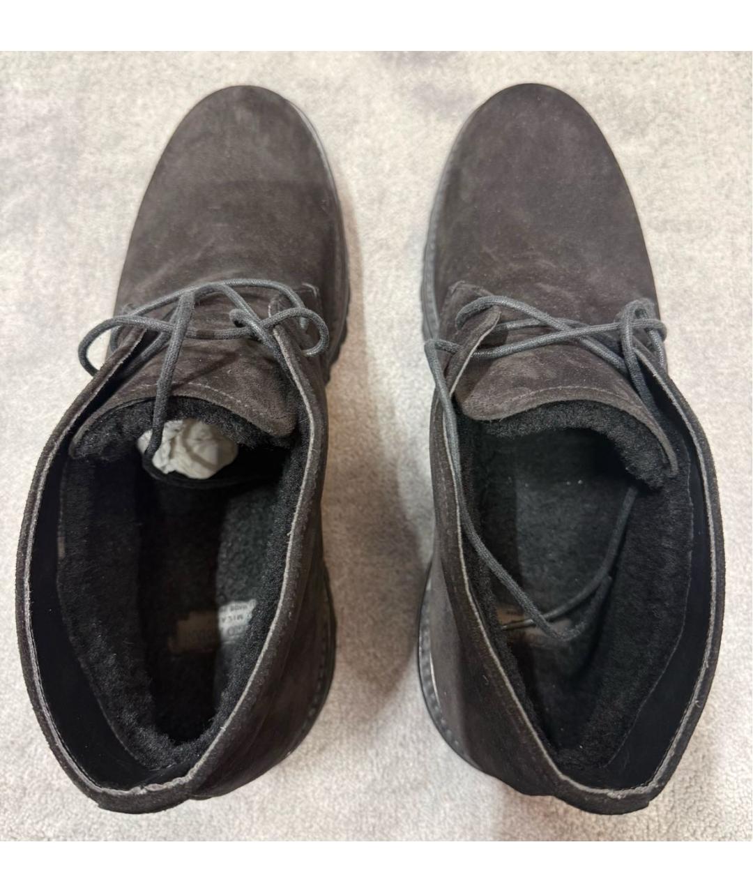 GIORGIO ARMANI Антрацитовые замшевые высокие ботинки, фото 3