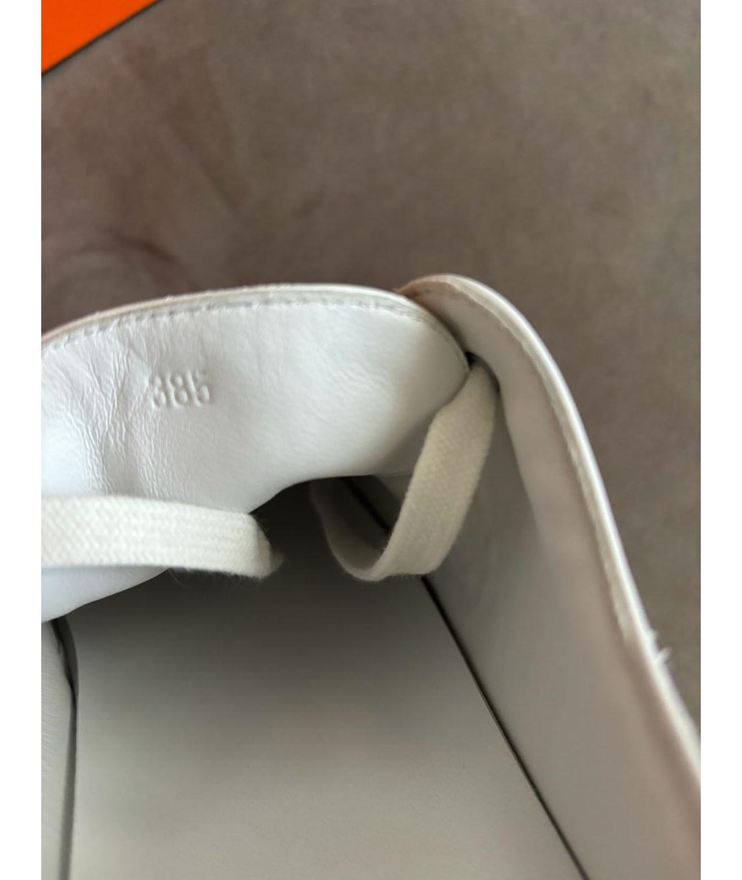 HERMES Белые кожаные кеды, фото 5