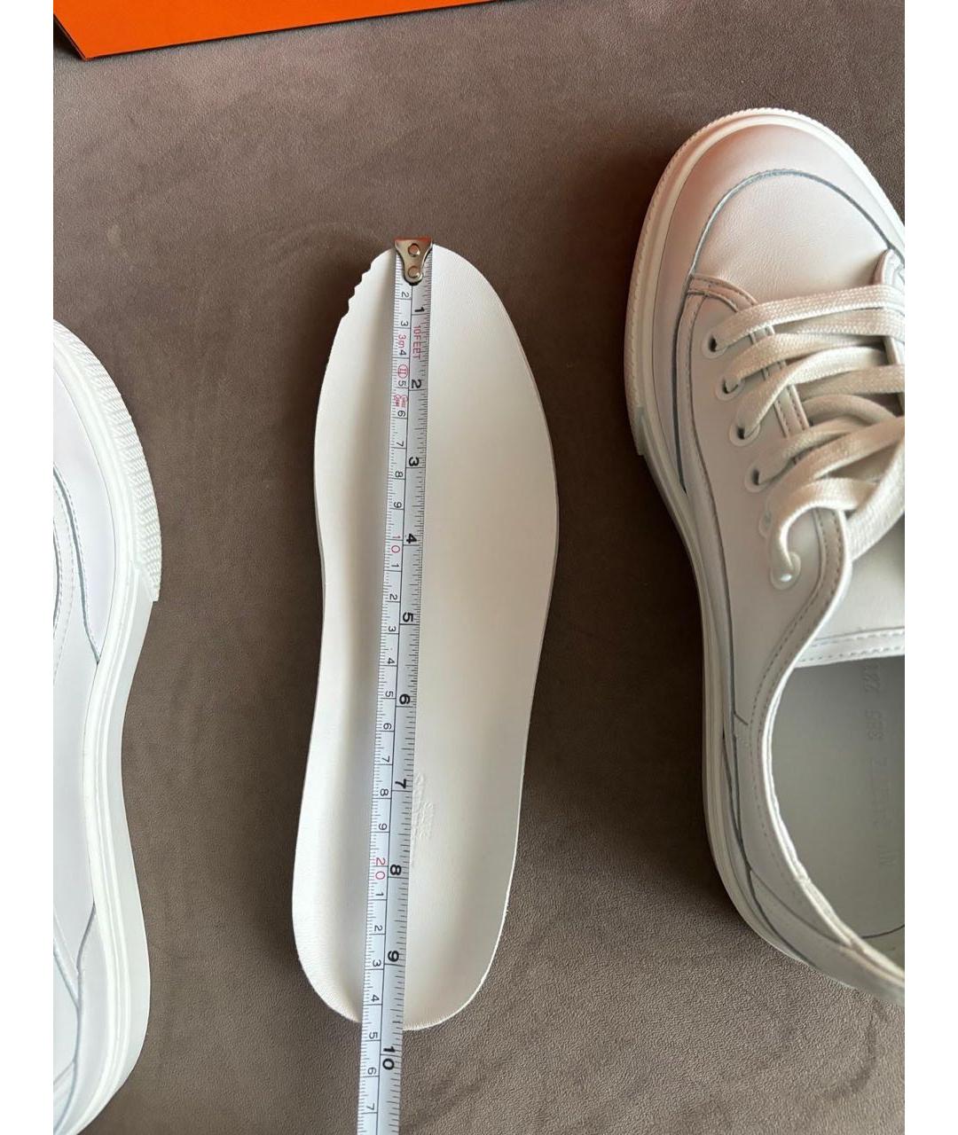 HERMES Белые кожаные кеды, фото 6