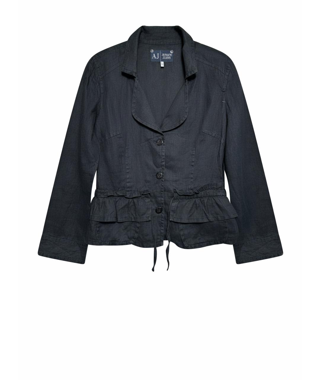 ARMANI JEANS Черный льняной жакет/пиджак, фото 1