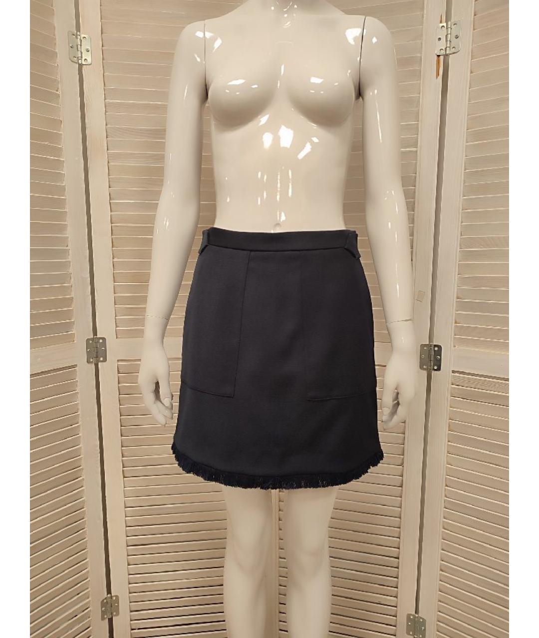 ZADIG & VOLTAIRE Темно-синяя полиэстеровая юбка мини, фото 9