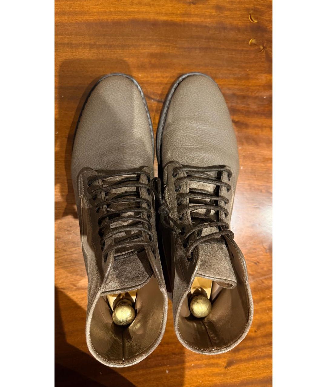 BRUNELLO CUCINELLI Серые кожаные низкие ботинки, фото 3