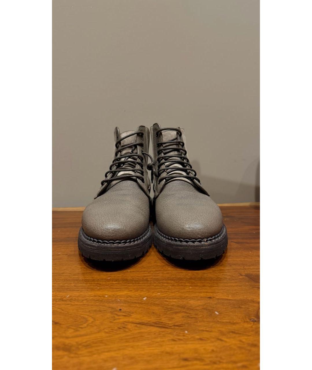 BRUNELLO CUCINELLI Серые кожаные низкие ботинки, фото 2