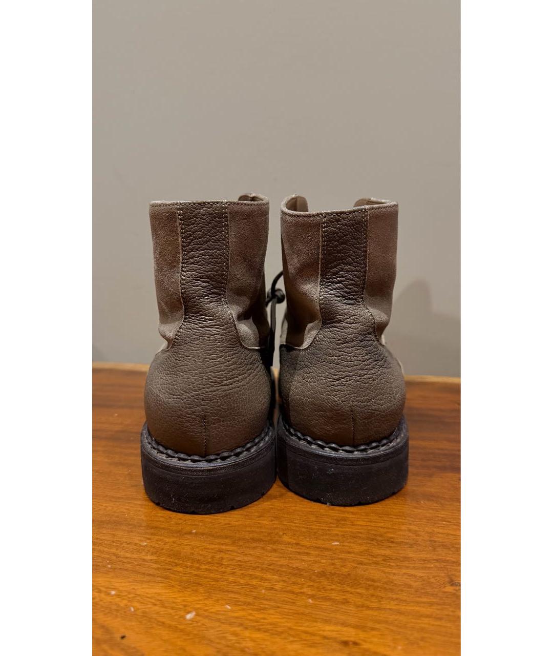 BRUNELLO CUCINELLI Серые кожаные низкие ботинки, фото 4