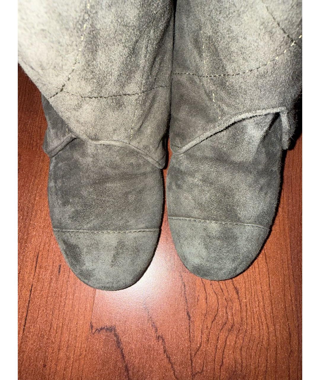 CHANEL Хаки замшевые ботфорты, фото 2