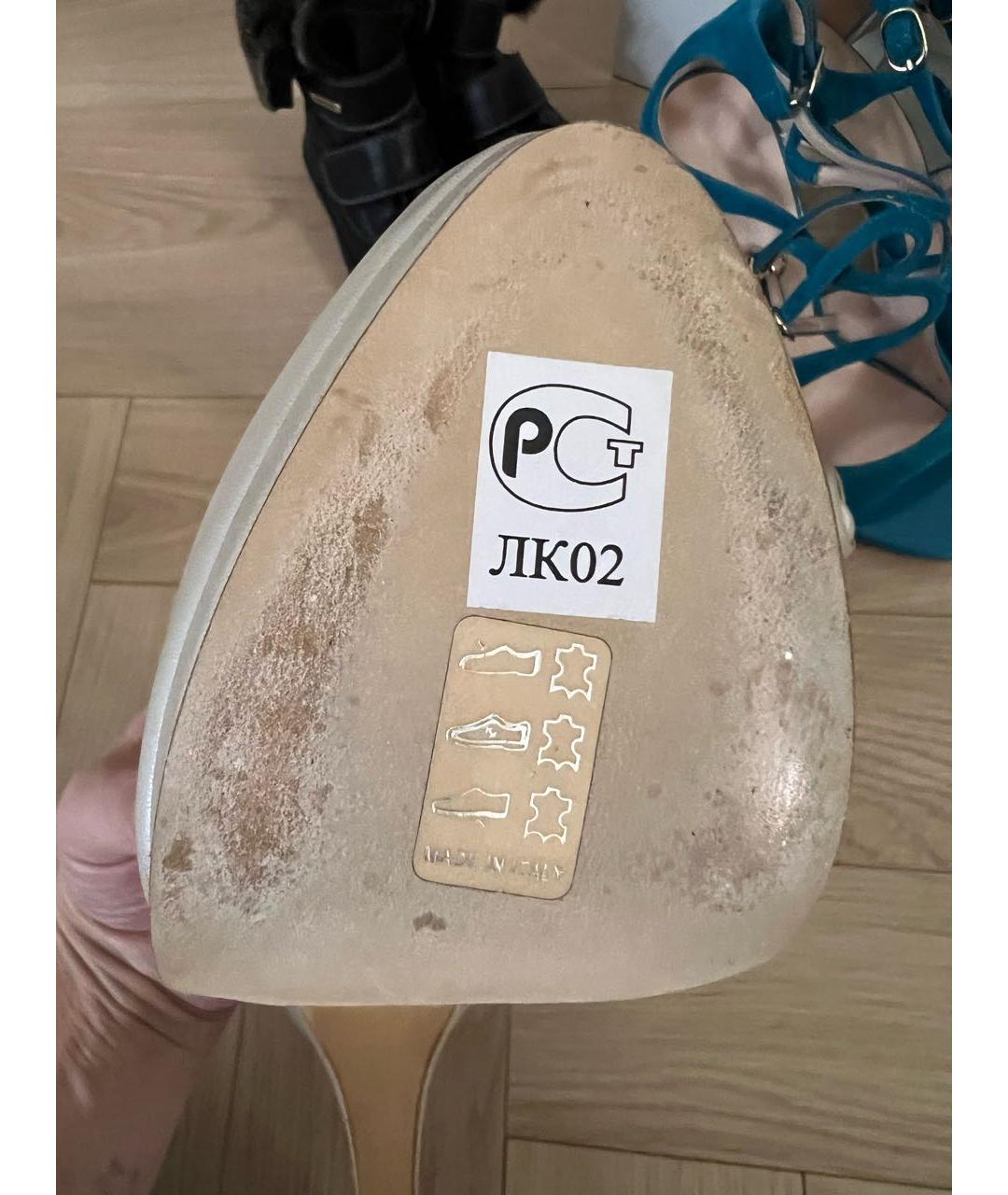 GIUSEPPE ZANOTTI DESIGN Бежевые кожаные босоножки, фото 3