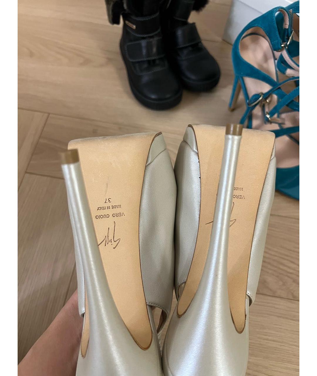 GIUSEPPE ZANOTTI DESIGN Бежевые кожаные босоножки, фото 2